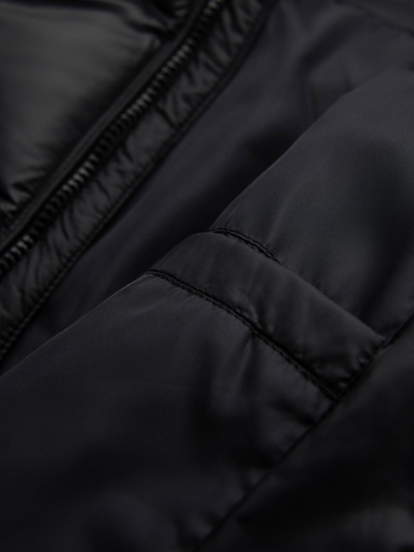 Ombre Clothing Férfi modern steppelt kabát kombinált anyagokból - fekete V1 OM-JAHP-0303 Ombre Clothing