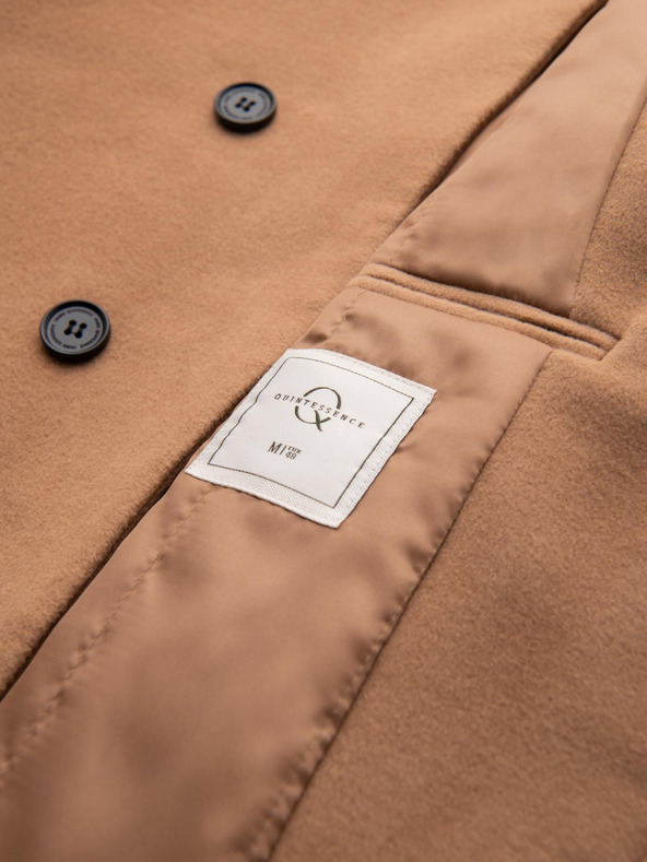 Ombre Clothing Férfi kabát aszimmetrikus zipzárral és magas gallérral - világosbarna V4 OM-COWC-0141 Ombre Clothing