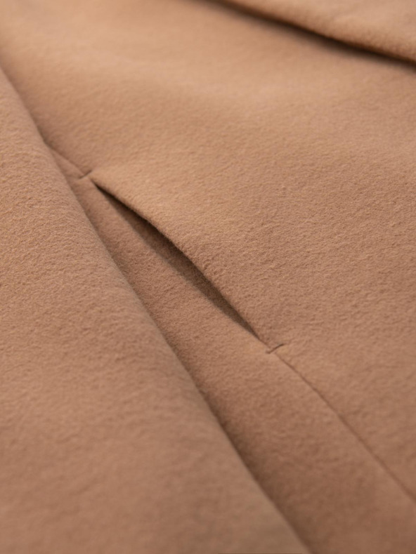 Ombre Clothing Férfi kabát aszimmetrikus zipzárral és magas gallérral - világosbarna V4 OM-COWC-0141 Ombre Clothing