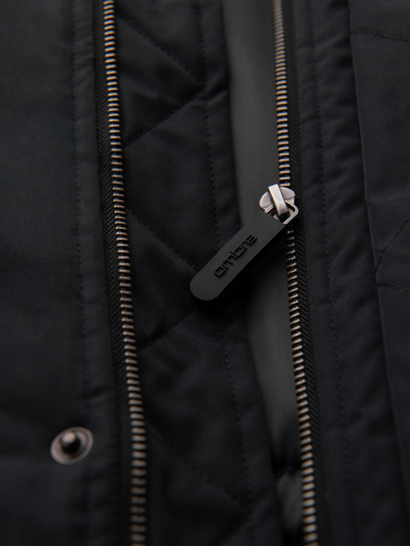 Ombre Clothing Klasszikus hosszú férfi parka kabát - fekete V6 OM-JAPJ-0313 Ombre Clothing