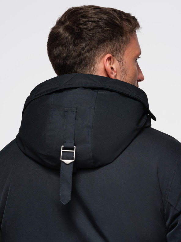 Ombre Clothing Klasszikus hosszú férfi parka kabát - fekete V6 OM-JAPJ-0313 Ombre Clothing