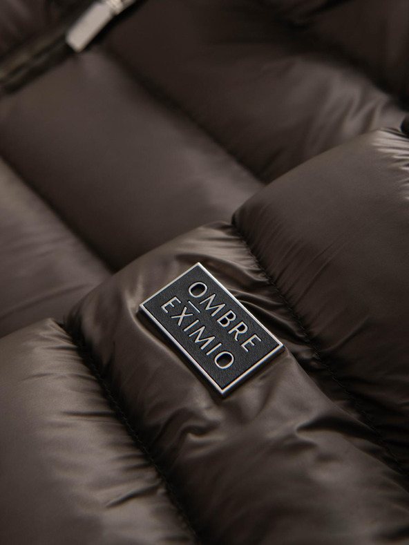 Ombre Clothing Férfi klasszikus steppelt kabát magas gallérral - olíva V3 OM-JALP-0261 Ombre Clothing