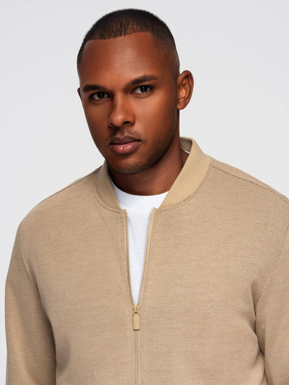 Ombre Clothing Férfi bomber kabát raglan ujjakkal - meleg bézs V2 OM-JANP-0159 Ombre Clothing