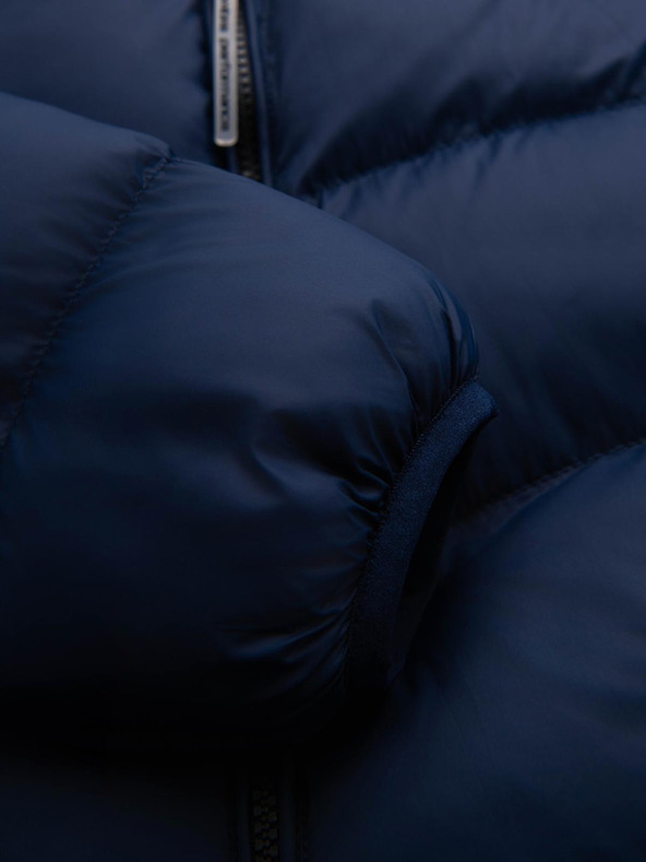 Ombre Clothing Férfi modern steppelt kabát kombinált anyagokból - sötétkék V2 OM-JAHP-0303 Ombre Clothing