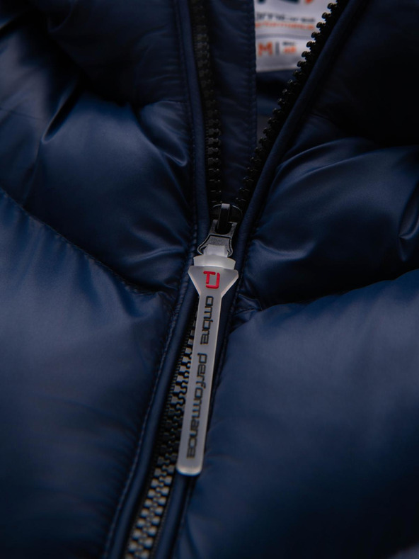 Ombre Clothing Férfi modern steppelt kabát kombinált anyagokból - sötétkék V2 OM-JAHP-0303 Ombre Clothing