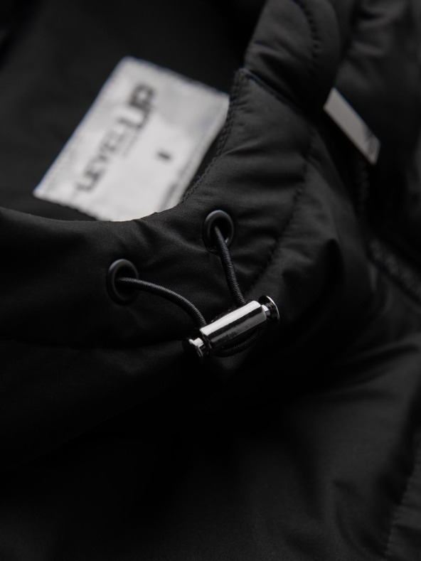 Ombre Clothing Férfi klasszikus hosszú kapucnis kabát - fekete V1 OM-JALJ-0269 Ombre Clothing