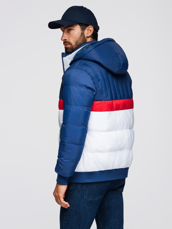 Ombre Clothing Férfi színes retro sport kabát - kék és fehér V1 OM-JALP-0296 Ombre Clothing