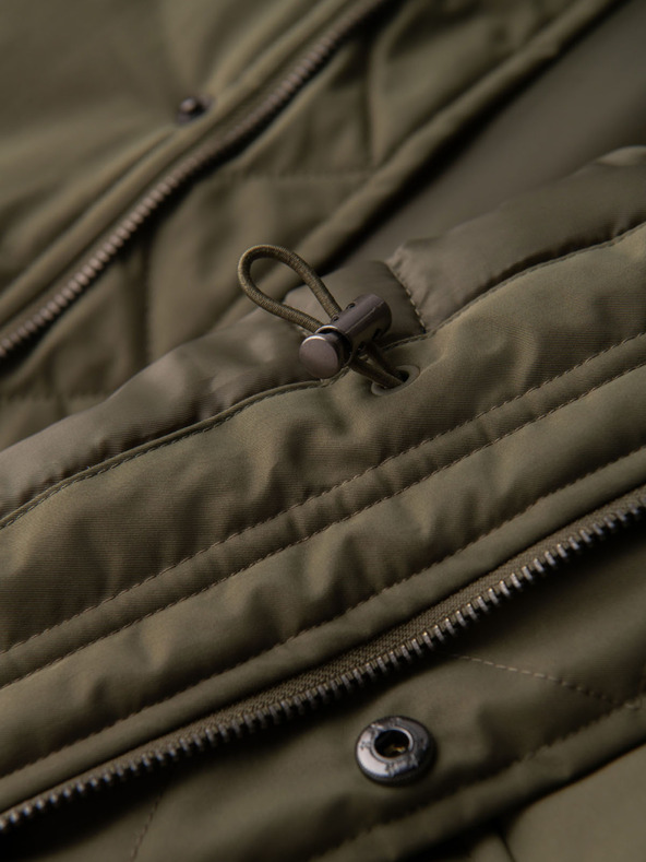 Ombre Clothing Férfi klasszikus hosszú parka kabát - olívazöld V3 OM-JAPJ-0313 Ombre Clothing