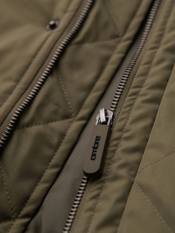 Ombre Clothing Férfi klasszikus hosszú parka kabát - olívazöld V3 OM-JAPJ-0313 Ombre Clothing