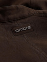 Ombre Clothing Férfi stilusos kabát eco-bőr anyagból álló gallérral - sötét barna V1 C637 Ombre Clothing