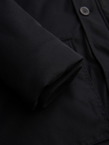 Ombre Clothing Elegáns férfi parka zsebekkal és kapucnival - fekete V1 OM-JAPJ-0287 Ombre Clothing