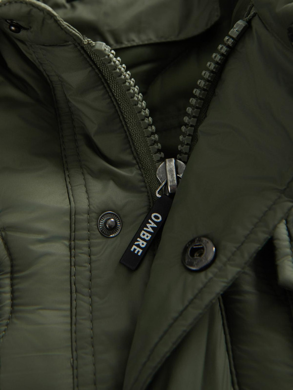 Ombre Clothing Férfi steppelt kabát ing fazonban - olívazöld V2 OM-JALP-0215 Ombre Clothing