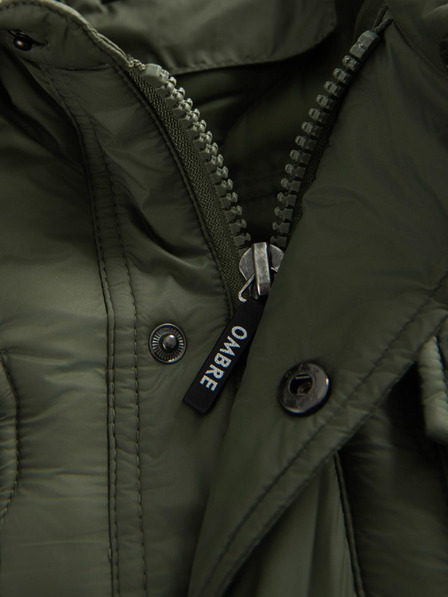 Ombre Clothing Férfi steppelt kabát ing fazonban - olívazöld V2 OM-JALP-0215 Ombre Clothing
