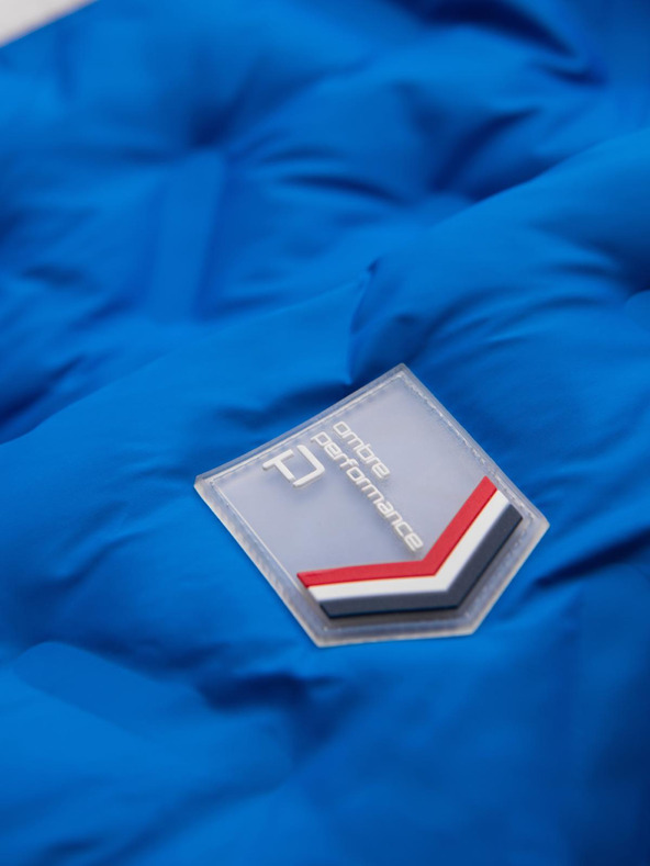 Ombre Clothing Férfi steppelt kabát levehető kapucnival - kék és vörös V1 OM-JALP-0206 Ombre Clothing