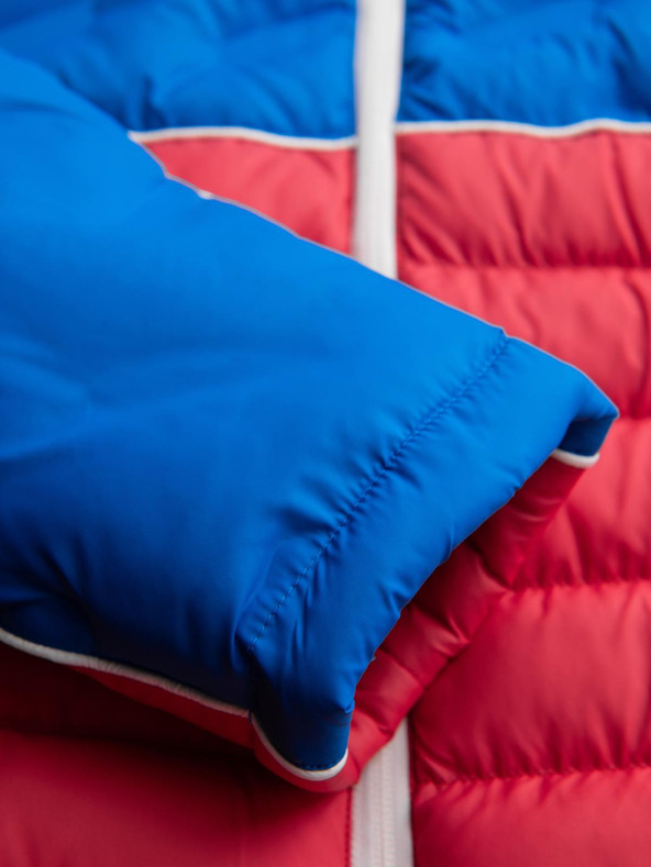 Ombre Clothing Férfi steppelt kabát levehető kapucnival - kék és vörös V1 OM-JALP-0206 Ombre Clothing