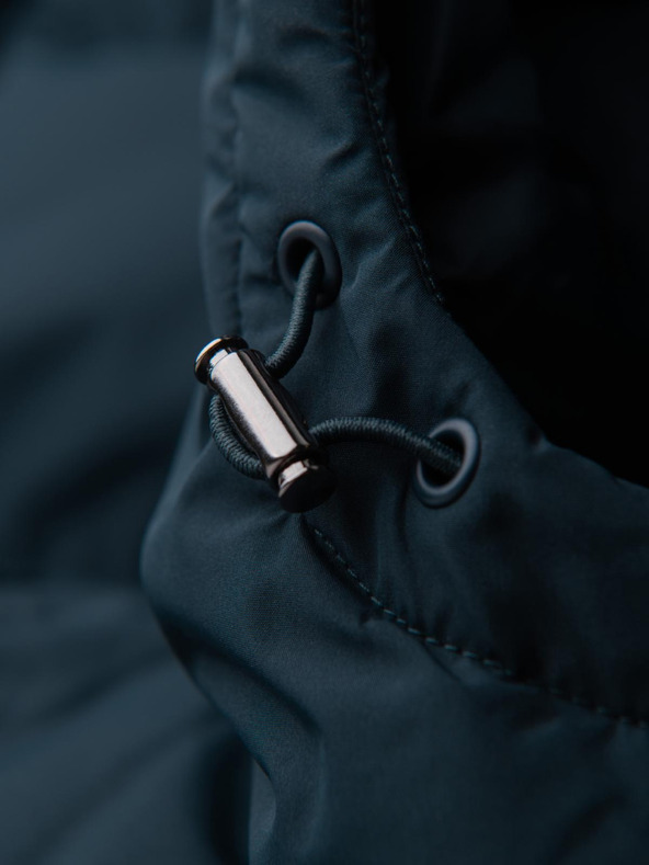 Ombre Clothing Férfi klasszikus hosszú kabát kapucnival - sötétkék V2 OM-JALJ-0269 Ombre Clothing