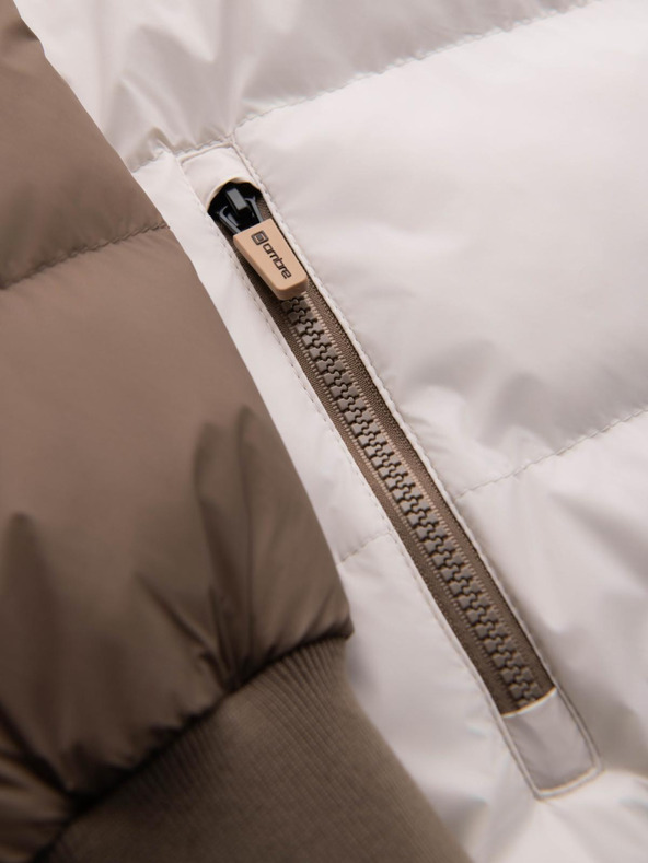 Ombre Clothing Férfi színes retro sport kabát - bézs és fehér V2 OM-JALP-0296 Ombre Clothing