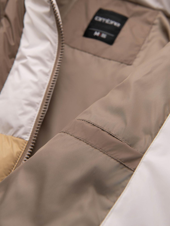 Ombre Clothing Férfi színes retro sport kabát - bézs és fehér V2 OM-JALP-0296 Ombre Clothing