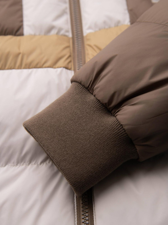 Ombre Clothing Férfi színes retro sport kabát - bézs és fehér V2 OM-JALP-0296 Ombre Clothing