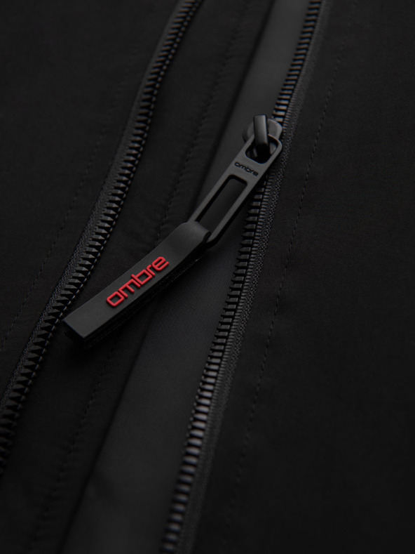 Ombre Clothing Férfi kabát kapucnival és magas gallérral - fekete V1 OM-JANP-0222 Ombre Clothing