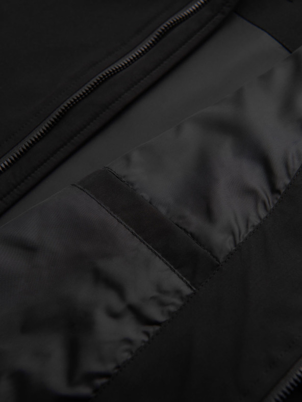 Ombre Clothing Férfi kabát kapucnival és magas gallérral - fekete V1 OM-JANP-0222 Ombre Clothing