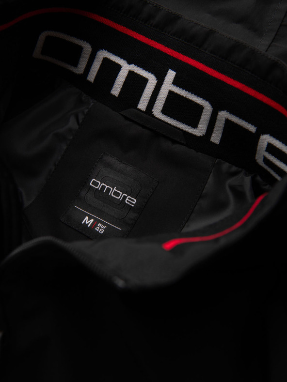 Ombre Clothing Férfi kabát kapucnival és magas gallérral - fekete V1 OM-JANP-0222 Ombre Clothing