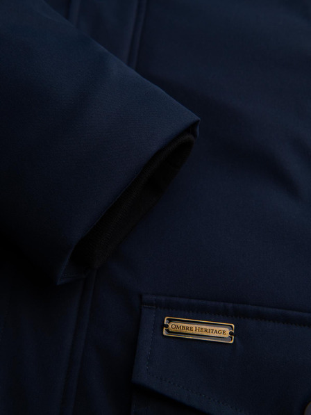 Ombre Clothing Elegáns férfi parka zsebekkal és kapucnival - sötétkék V2 OM-JAPJ-0287 Ombre Clothing