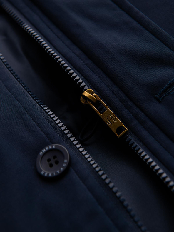 Ombre Clothing Elegáns férfi parka zsebekkal és kapucnival - sötétkék V2 OM-JAPJ-0287 Ombre Clothing