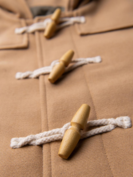 Ombre Clothing Férfi gyapjú kabát kapucnival - világosbarna V1 OM-COWC-0131 Ombre Clothing