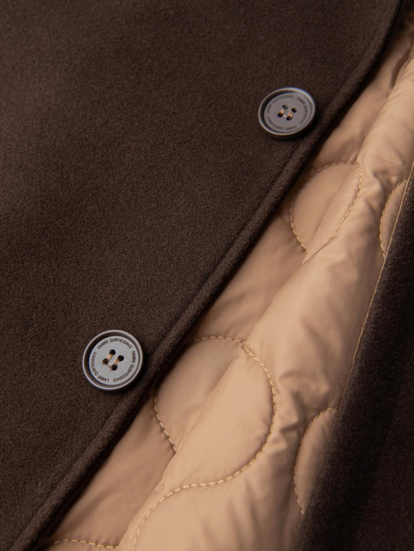 Ombre Clothing Férfi hosszú egysoros kabát magas gallérral és alsó szövettel - barna V4 OM-COWC-0135 Ombre Clothing