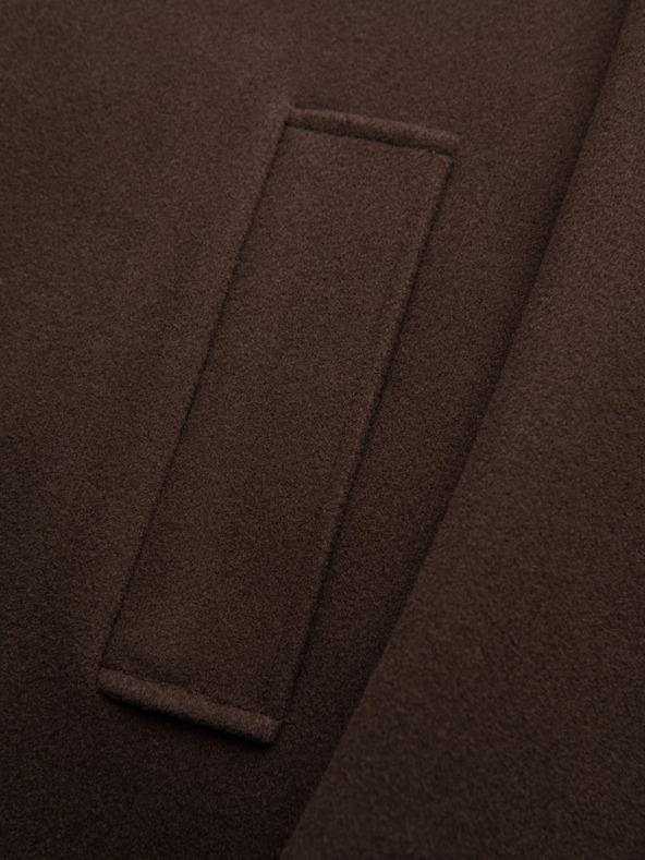 Ombre Clothing Férfi hosszú egysoros kabát magas gallérral és alsó szövettel - barna V4 OM-COWC-0135 Ombre Clothing