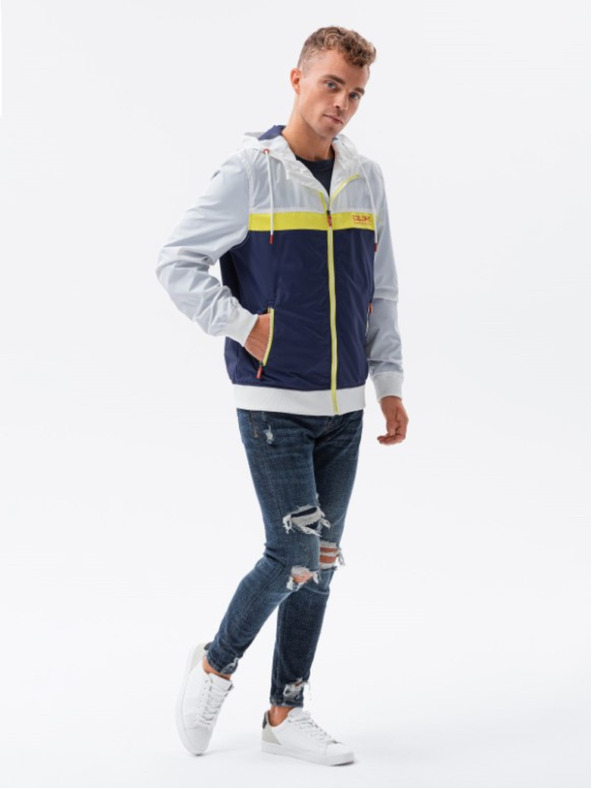 Ombre Clothing Férfi szélálló kabát kapucnival 438C - sötétkék V1 Ombre Clothing