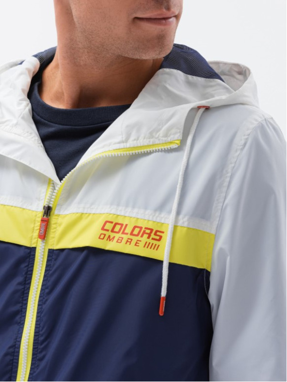 Ombre Clothing Férfi szélálló kabát kapucnival 438C - sötétkék V1 Ombre Clothing