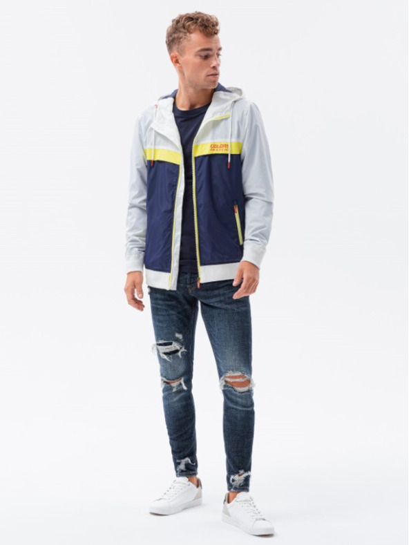 Ombre Clothing Férfi szélálló kabát kapucnival 438C - sötétkék V1 Ombre Clothing