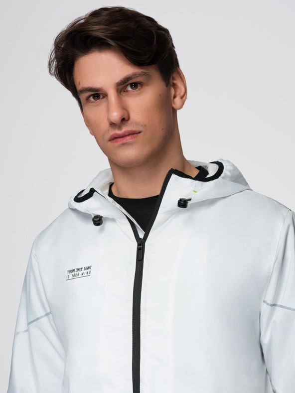 Ombre Clothing Férfi sport kabát ombre effektussal és reflektív elemekkel - fehér és lime V1 C646 Ombre Clothing