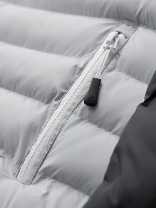 Ombre Clothing Férfi steppelt kabát levehető kapucnival - grafit és fehér V3 OM-JALP-0206 Ombre Clothing