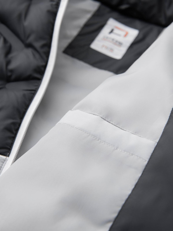Ombre Clothing Férfi steppelt kabát levehető kapucnival - grafit és fehér V3 OM-JALP-0206 Ombre Clothing
