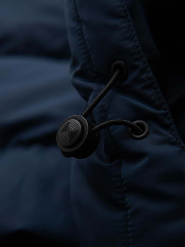 Ombre Clothing Férfi kabát aszimmetrikus steppelésével és kapucnival - sötétkék V4 OM-JAHP-0304 Ombre Clothing
