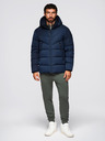 Ombre Clothing Férfi kabát aszimmetrikus steppelésével és kapucnival - sötétkék V4 OM-JAHP-0304 Ombre Clothing