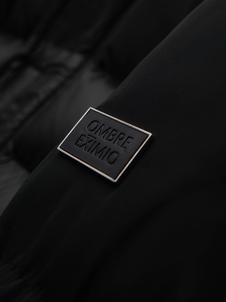 Ombre Clothing Férfi steppelt kabát magas gallérral és kapucnival - fekete V1 OM-JALJ-0266 Ombre Clothing