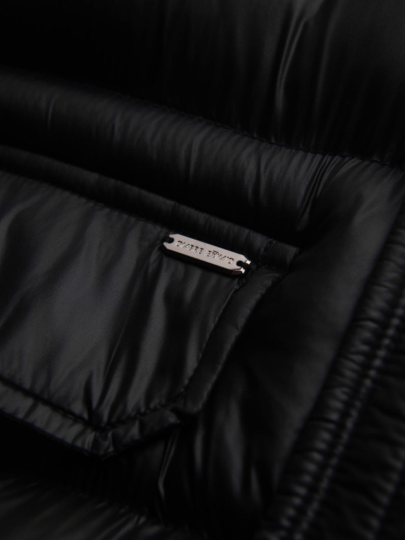 Ombre Clothing Férfi steppelt kabát magas gallérral és kapucnival - fekete V1 OM-JALJ-0266 Ombre Clothing