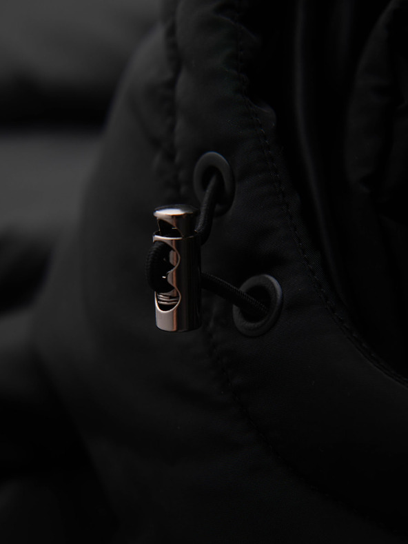 Ombre Clothing Férfi steppelt kabát magas gallérral és kapucnival - fekete V1 OM-JALJ-0266 Ombre Clothing