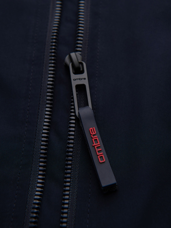 Ombre Clothing Férfi kabát kapucnival és magas gallérral - sötétkék V2 OM-JANP-0222 Ombre Clothing