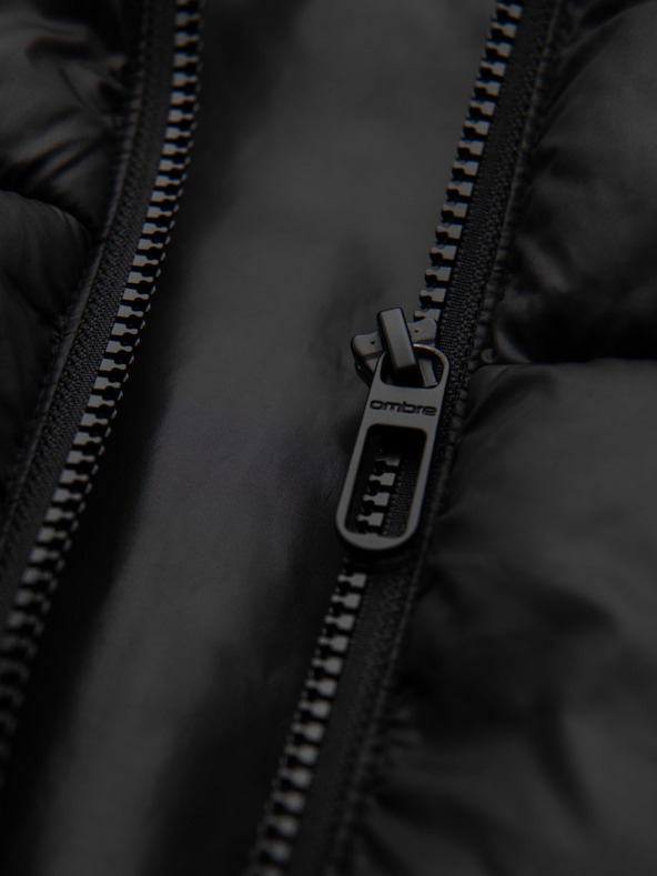 Ombre Clothing Férfi steppelt kabát kapucnival - fekete V1 OM-JAHP-0235 Ombre Clothing