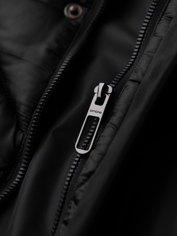 Ombre Clothing Férfi kabát kapucnival és geometrikus gyémánt steppelésével - fekete V1 OM-JAHP-0237 Ombre Clothing