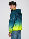 Ombre Clothing Férfi sport kabát reflektív elemekkel és fleece béléssel - türkiz és lime zöld V1 C641 Ombre Clothing