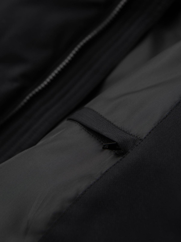 Ombre Clothing Férfi hosszú steppelt kabát kapucnival - fekete V1 OM-JALJ-0264 Ombre Clothing