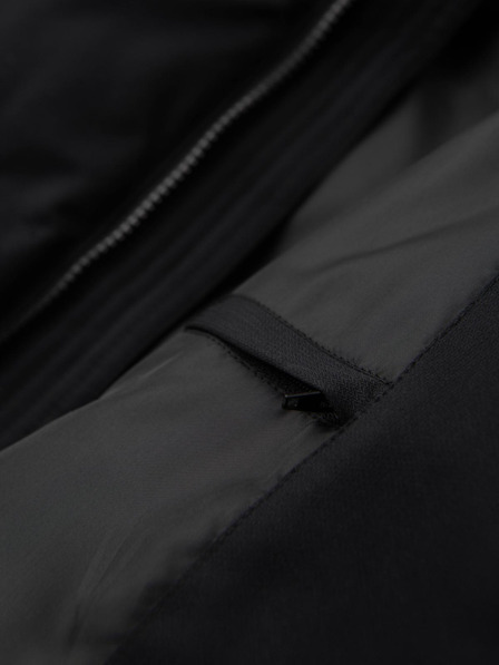 Ombre Clothing Férfi hosszú steppelt kabát kapucnival - fekete V1 OM-JALJ-0264 Ombre Clothing