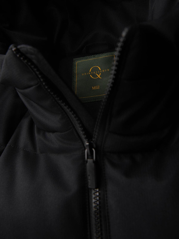 Ombre Clothing Férfi hosszú steppelt kabát kapucnival - fekete V1 OM-JALJ-0264 Ombre Clothing