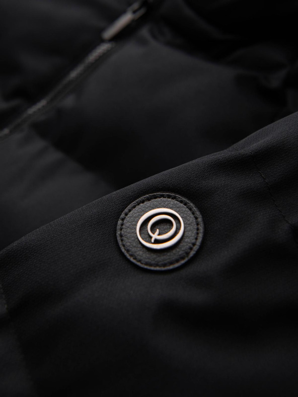 Ombre Clothing Férfi hosszú steppelt kabát kapucnival - fekete V1 OM-JALJ-0264 Ombre Clothing